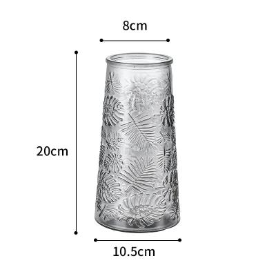 Cina H20cm Modern Embossed Glass Vase for Flowers Elegant Home Office Decoration in vendita