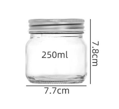 China 250ML Customized Clear Glass Jars With Metal Jars Logo Printed And Labels for sale