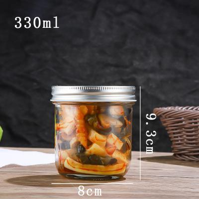 China Glass Canning Jars With Metal Airtight Lids Measurement Marks For Canning Preserving Overnight Oats Jars for sale