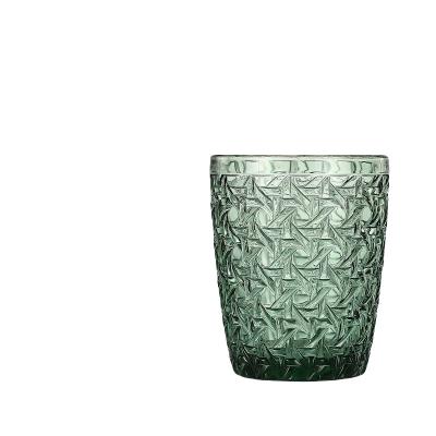 China 8.2 Cm Height Green Colored Glass Cup With 300 Ml Capacity for sale