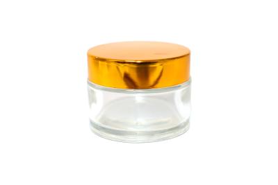 China 50ML Clear Glass Cosmetic Containers with Screw Lid Glass Sample Jars for sale