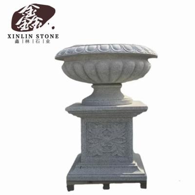 China Modern Granite Machine Granite Flower Pot Statue Polishing Stone Carving Stone Figure G602 G603 G654 White Black Gray Granite for sale