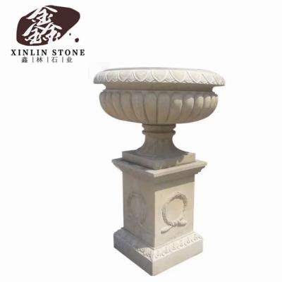 China Modern Granite Flower Pot Statue Dark Gray Stone Stone Carving Stone Figure G602 G603 G654 White Black Gray Granite for sale