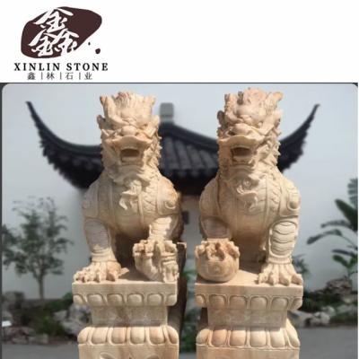 China Modern Stone Sculpture White Sitting Marble Chinese Kylin Statue For Garden Figure G602 G603 G654 White Black Gray Granite for sale