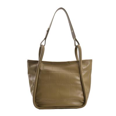 China Other Simple Medium Vegan Leather Handbag Style Shoulder Bag Plain Large Waterproof Tote Bags With Zipper for sale