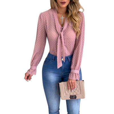 China sh10189a Breathable Fancy Ladies Tops Latest Design Chiffon Blouse Shirt Women Summer 2021 for sale