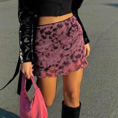 China Modern Design Breathable Women Mesh Skirt Lace Material Mini Short Skirt SH10382A for sale