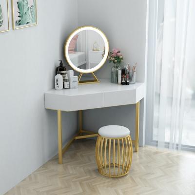 China Factory Wholesale E1 Manufacturer Factory Simple Storage Bedroom Dressing Table Simple White Wooden Dressing Tables With Chair Set for sale