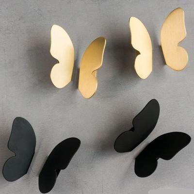 China Modern Wholesale Wardrobe Drawer Butterfly Shape Knob Furniture Cabinet Brass Door Handle for sale