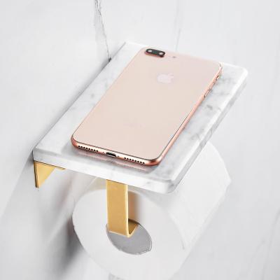 China Wall Mounted Stocked Stainless Steel Toilet Paper Holder Phone Storage Shelf Toilet Roll Holder Bathroom Accessories for sale