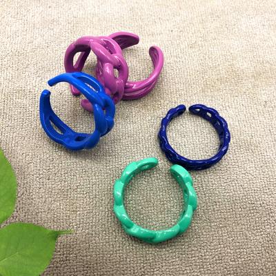 China 2021 Fashion Korea Trendy Hand Painted Open Rings Beautiful For Women Girls Summer Gift Metal Colorful Rings for sale