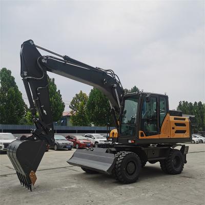 China Home Garden Construction Cheap Construction Wheeled Excavator 7 8 9 Ton Four-wheel Drive Mini Wheel Excavator for sale