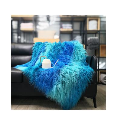 China New 2020 Breathable Upper Mongolian Fur Blanket Jacquard Acrylic Mongolian Fur Throw Blanket for sale