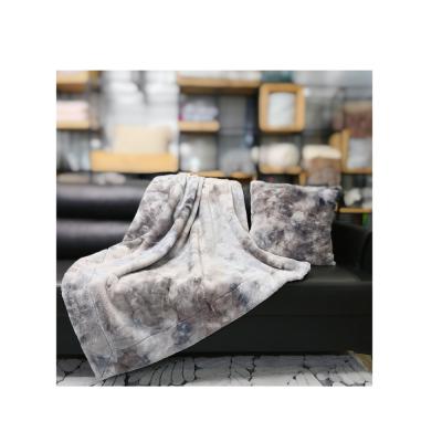 China Reliability Professional Breathable Top Rabbit Blanket Black Tie Dyed Rabbit Fur Throw Blanket for sale