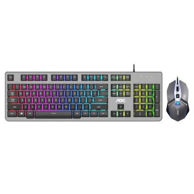 China For Gaming KM410 AOC Professional Hot Selling RGB Gaming Keyboard And Mouse High Quality Cable Backlit Combo Cool Design For Game for sale