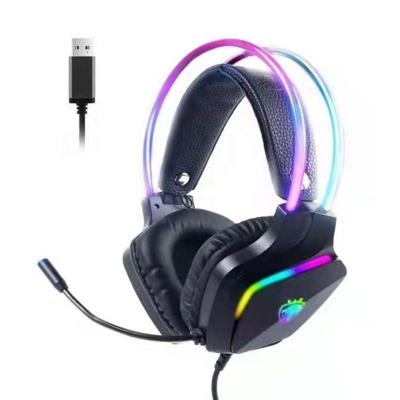 China Wholesale Headphone R2 Factory Quality Microphone USB Wired Noise Canceling Pro Gaming Headphones Cool RGB Light for sale