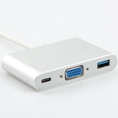 China Computer Manufacturer Price High Speed ​​Hub Adapter 3 in 1 Type USB C to VGA+PD+USB3.0 for sale