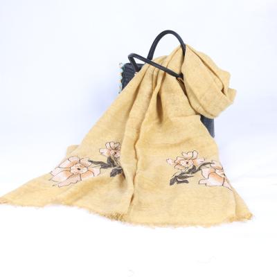 China Wool Wool Scarf For Women Light Floral Flower Scarves for sale