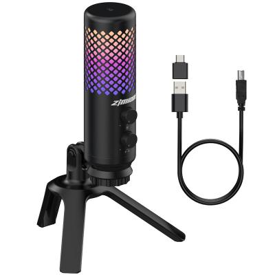 China USB Microphone OEM Factory Podcast Condenser Mic Stand Gaming Microphone Professional USB RGB Microphone for TIC for sale