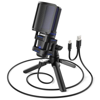 China Hot Sales Desktop Studio Gaming Micrfono Stream Podcasting Recording Desktop Condenser Mic USB Microphone for sale