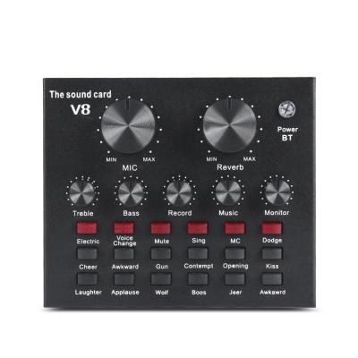 China Professional Sound Card Streaming Live Broadcast Podcast Recording Studio Equipment Voice Switch Audio Interface V8 V8 Sound Card for sale