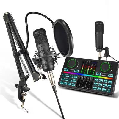 China USB Microphone OEM Price BM800 USB Condenser Microphone Set And Cheap D9 Type C 48v Sound Cards for sale