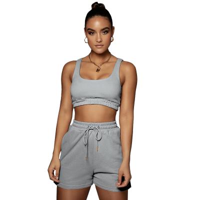 China Breathable Begonia Women Clothing Solid Two Piece Sets Summer Two Piece Biker Shorts Set Outfit Sports Wear Joggers Set Short Pants for sale