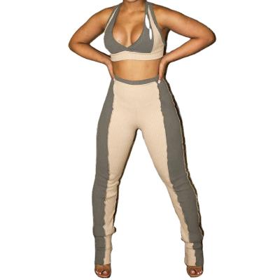 China Begonia New Arrival Breathable Two-Piece Patchwork Sportswear V-neck Active Wear Equipment Woman Yoga Sets Fitness Women Gym Set for sale