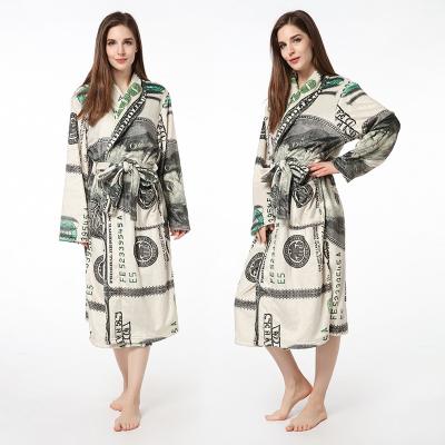 China Wholesale Fashion QUICK DRY New Begonia Winter Pajamas Clothing Printed Long Robe Men's and Women's Home Use Long Robe Warm Flannel Soft Bathrobe for sale