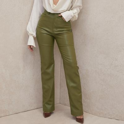 China Begonia 2021 New Arrivals Breathable PU Pants Pockets Zipper Casual Long Pants Leather Pants for sale