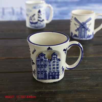 China Delft Style Ceramic Water Coffee Milk Mug Sustainable Delft Tiles Dutch Blue Coffee Mug Europe And White for sale