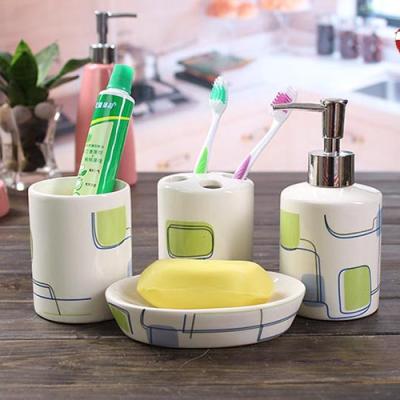 China Sustainable Ceramic Green Bathroom Accessories Set Ceramic Bathroom Accessories , Bathroom Accessories Set Ceramic for sale