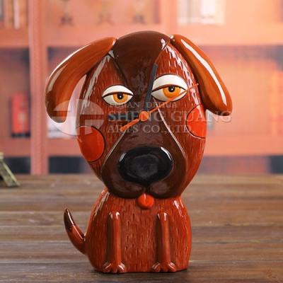 China LUMINOVA Dolomite Painting Design Cartoon Dog Ceramic Wall Clock for sale