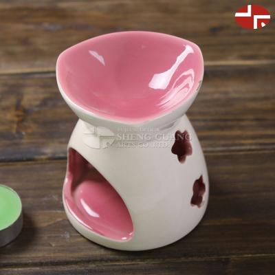 China Essential Oil Burner Home Design Dolomite Aroma Burner Oven T-light Candle Holder Ceramic Paint Diffuser for sale