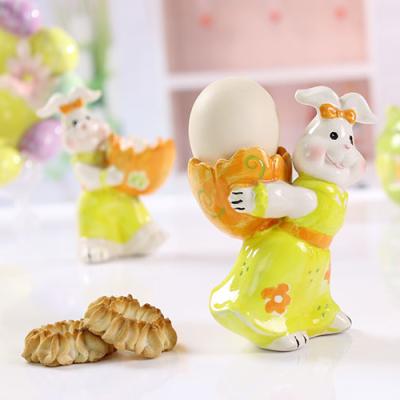 China Wholesale Bunny Ceramic Egg Cup Ceramic Easter Egg Viable Holder for sale