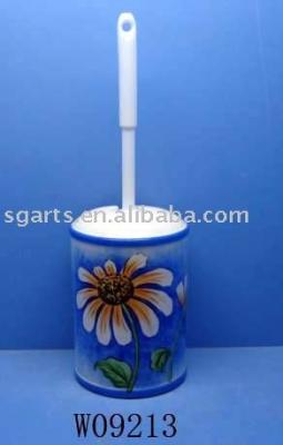 China Design Toilet Ceramic Paint Brush Holder with Daisy Designed W09213 for sale