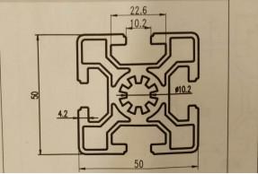 China 3D, das AL-50*50 1.5mm Stärke-Aluminiumverdrängung zeichnet, profiliert Stange 6000mm/ zu verkaufen