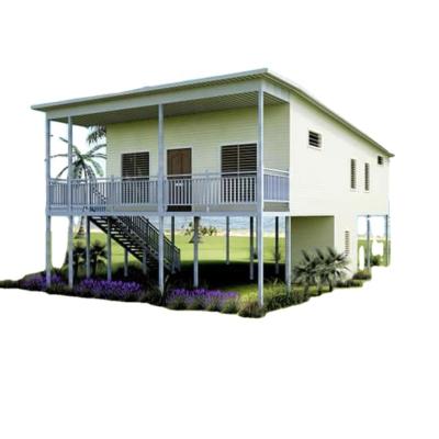 China Steel Structure Modern Prefab Double Storey Beach House Villa Home KD Hard Prefab Warehouse for sale