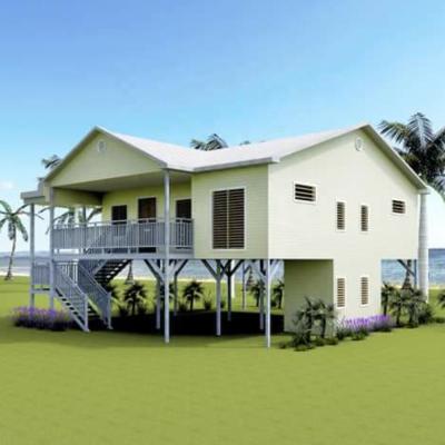 China Steel Structure Modern Prefab Double Storey Beach House Villa Home KD Hard Prefab Warehouse for sale