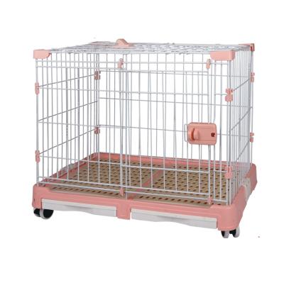 China #8021 Large Breathable Single Tier Cat Cage Playpen Box Crate Kennel 83x53x60cm, Pink and Blue Wire Pet Cage for sale