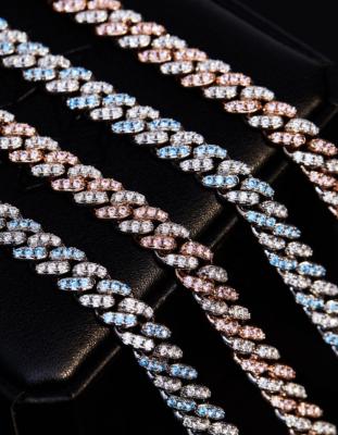 China New 8mm Fashion Hiphop Miami Cuban Bracelet Necklace Full Iced Out Zircon Necklace Hip Hop Hitter Rock Jewelry Gift for sale