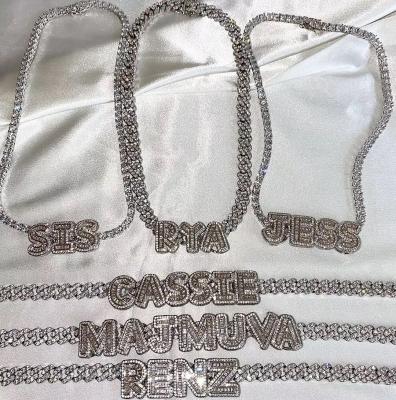 China Hiphop Iced Out Bling Diamond 5A CZ Tennis Chain Link Chain Letter Diy Customize Name For Men And Women for sale