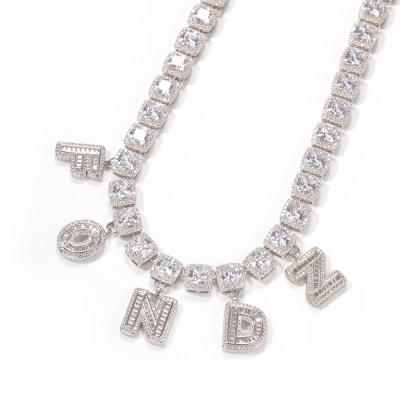 China New Personalized Hiphop Wand Letter Charm Name Necklace Wand CZ ChainCustomize Initial Jewelry for sale