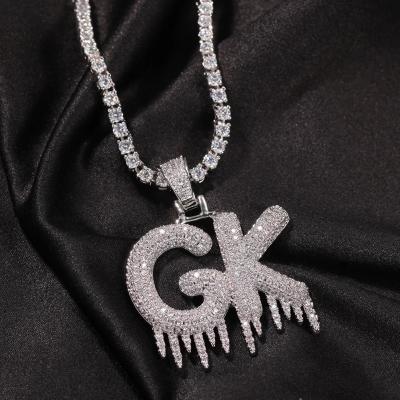 China Hiphop Iced Out 18k Gold Plated Custom CZ Name Letter Pendant Necklace For Men And Women Hiphop Jewelry for sale