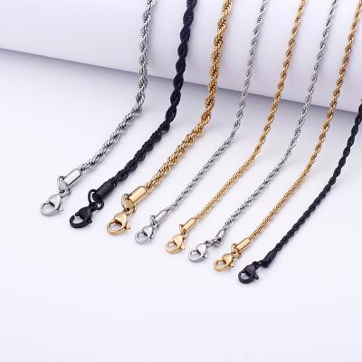 China Hiphop Steel Rope Chain Gold Stainless Steel Titanium Necklace For Women Men Fashion Multiple Color Chain Jewelry Gift for sale