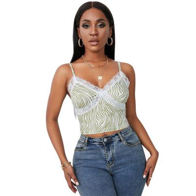 China Sperreal QUICK DRY V Neckline Contrast Lace Up Cami Top Women Backless Sexy Full Print Crop Summer Ladies Fashion Slim Camis Streetwear for sale