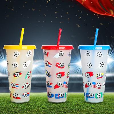 China 2022 High Plain Qatar Soccer Football Ice Cup 20 oz 16oz Hard Cold Hard Cold Stadium Restaurant Custom Plastic Beer Cup 2022 for sale