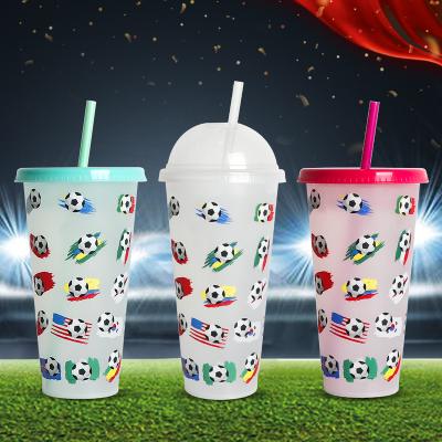 China Sustainable World Cup 24 Ounce Custom Magic Cold Plastic Reusable 24OZ Color Changing Cups For Printing for sale