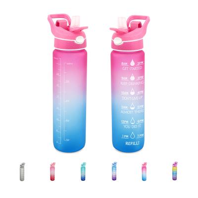 China Viable Sport Gym 32 Ounce BPA Free Motivational Plastic Water Bottle With Time Maker for sale