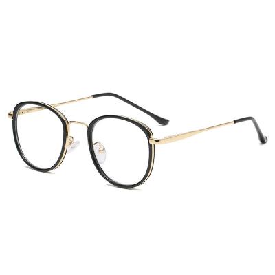 China 15 Years Experience Fashionable Retro Flat Mirror Korean Student Unisex Glasses Frame Round Frame Metal Glass Frame for sale